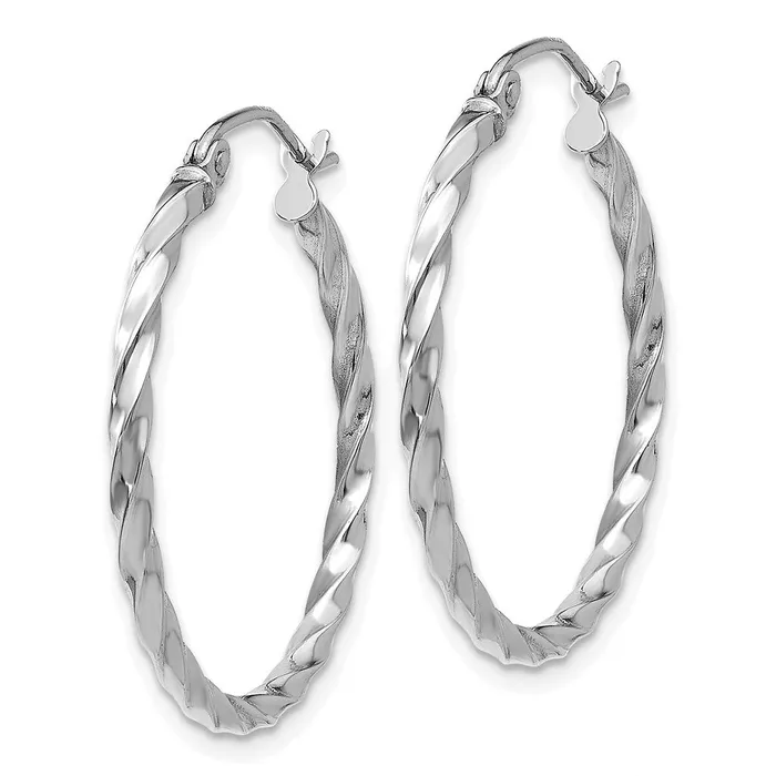 Qgold Earrings 14k White Gold 255 mm WG Twist Polished Hoop Earring 153 grams Qgold Earrings 14k White Gold 255 mm WG Twist Polished Hoop Earring 153 grams