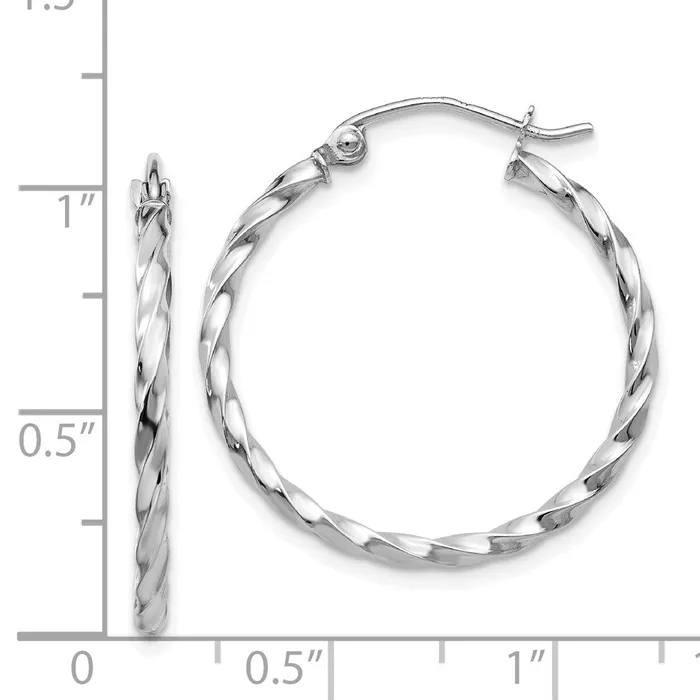 Qgold Earrings 14k White Gold 255 mm WG Twist Polished Hoop Earring 153 grams Qgold Earrings 14k White Gold 255 mm WG Twist Polished Hoop Earring 153 grams