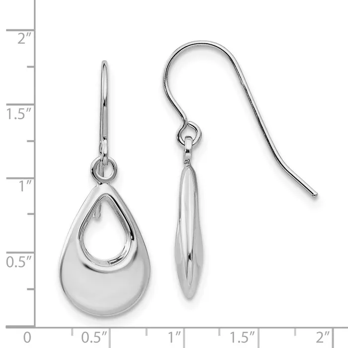Qgold Earrings 14k White Gold 9 mm Teardrop Hollow Dangle Earrings 114 grams