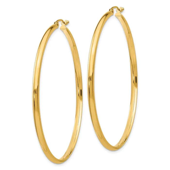 Qgold Earrings 14k Yellow Gold 59 mm Polished Hoop Earring 408 grams