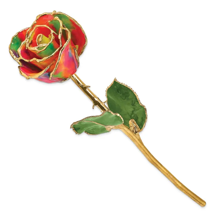 Qgold Earrings Lacquer Dipped Gold Trim Aurora Neon Rainbow Rose