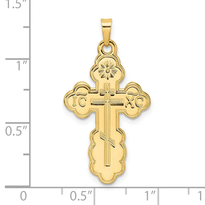 Qgold Necklaces 14k Yellow Gold 1743 mm Polished Eastern Orthodox Solid Cross Pendant 196 grams