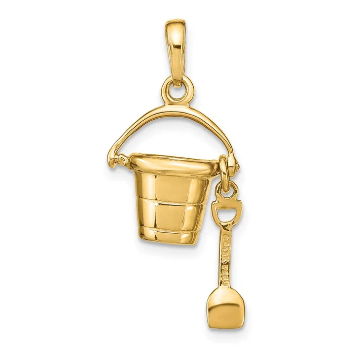 Qgold Necklaces 14k Yellow Gold 21 mm Polished 3D Moveable Pail and Shovel Pendant 253 grams Qgold Necklaces 14k Yellow Gold 21 mm Polished 3D Moveable Pail and Shovel Pendant 253 grams