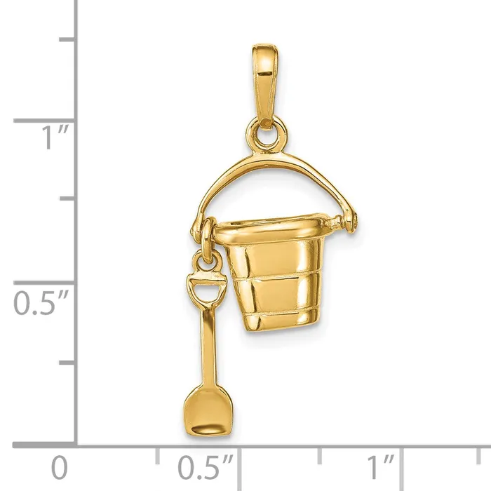 Qgold Necklaces 14k Yellow Gold 21 mm Polished 3D Moveable Pail and Shovel Pendant 253 grams Qgold Necklaces 14k Yellow Gold 21 mm Polished 3D Moveable Pail and Shovel Pendant 253 grams