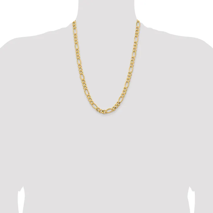 Qgold PreStyled Sets 10k Yellow Gold 85 mm SemiSolid Figaro Chain 1718 grams