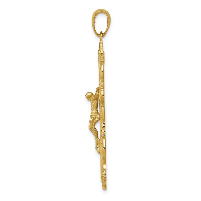 Qgold PreStyled Sets 14k Yellow Gold 24 mm Jesus Crucifix Pendant 314 grams