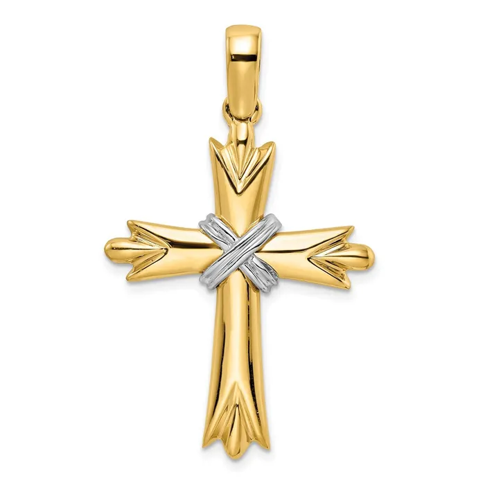 Rings 14k Twotone 285 mm Polished w Xcenter Cross 758 grams Qgold