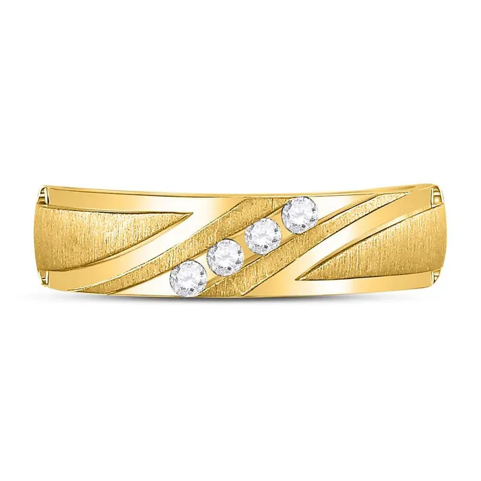 Rings GND Gold Band Wedding Ring 16 Cttw Round Natural Diamond Mens 633 grams