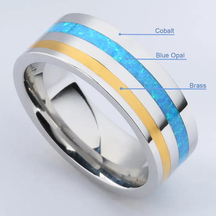 Rings Nakoa Cobalt Opal Wedding Ring Flat 8mm
