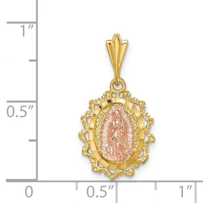 Rings Qgold 14k Twotone 1275 mm Twotone Polished St Mary Medal Pendant 158 grams