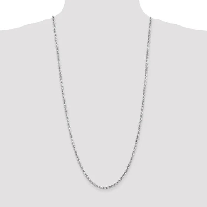 Rings Qgold 14k White Gold 3 mm Diamondcut Rope with Lobster Clasp Chain 127 grams