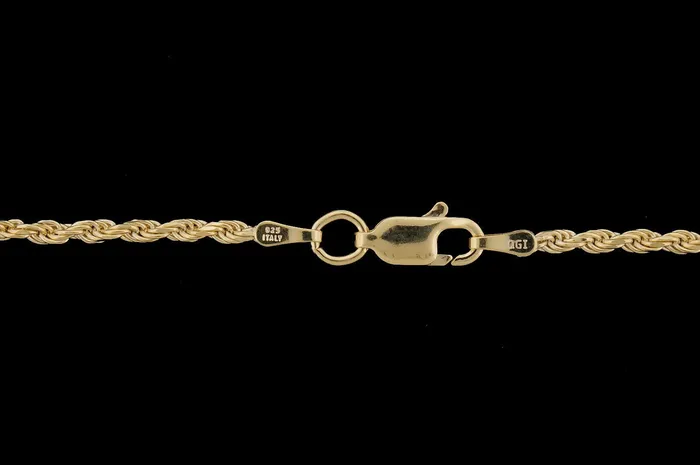 Rings Quality Gold Inc GoldPlated Sterling Silver Diamond Cut Rope Chain 185mm