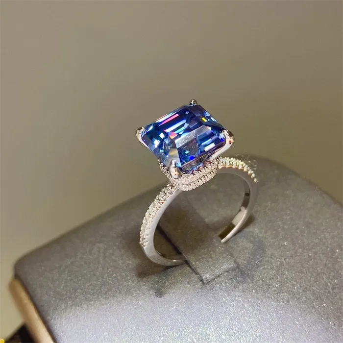 Rings Trendsi 5 Carat Moissanite Zircon 925 Sterling Silver Ring