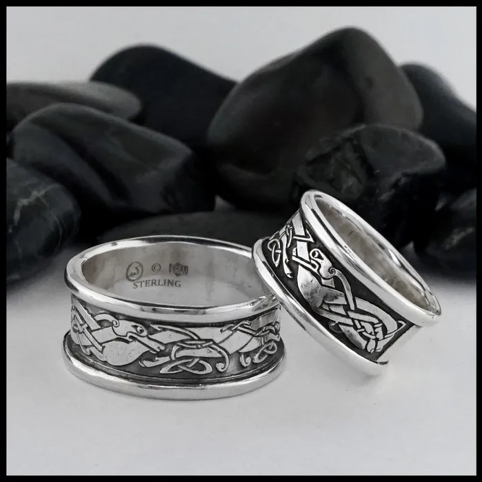 Silver Inseparable Dogs Band Walker Metalsmiths Rings