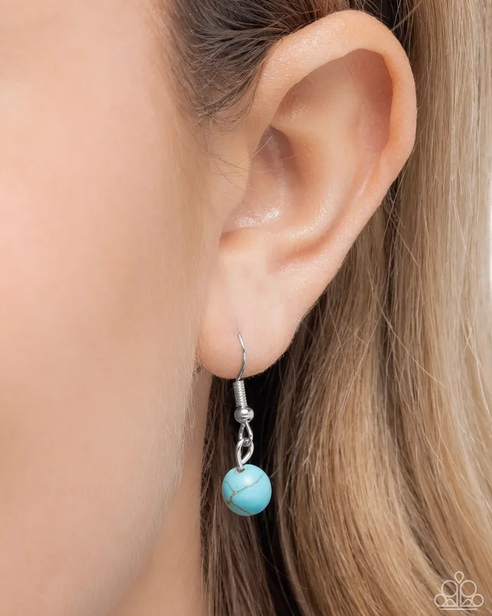 Smoldering Stones Blue Turquoise Horseshoe Silver Short Necklace Paparazzi Paparazzi Accessories Necklaces
