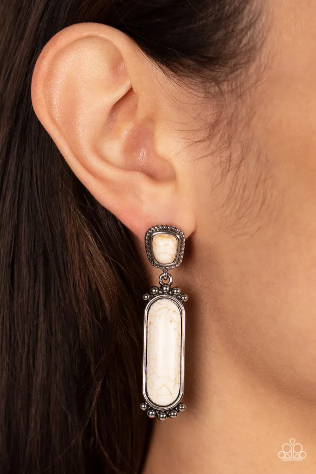 Southern Charm White Stone Silver Post Earrings Paparazzi Paparazzi Accessories Earrings