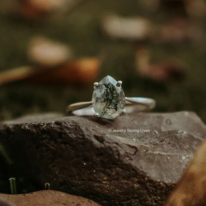 Teardrop Moss Agate Ring JSL Rings