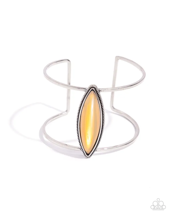 What You SEER Is What You Get Brown Iridescent Bead Silver Cuff Bracelet Paparazzi Paparazzi Accessories Bracelets